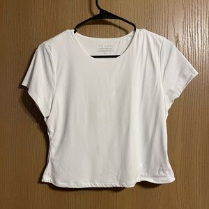 WOMENS TAHARI SHORT SLEEVE WHITE CROPPED SHIRT
